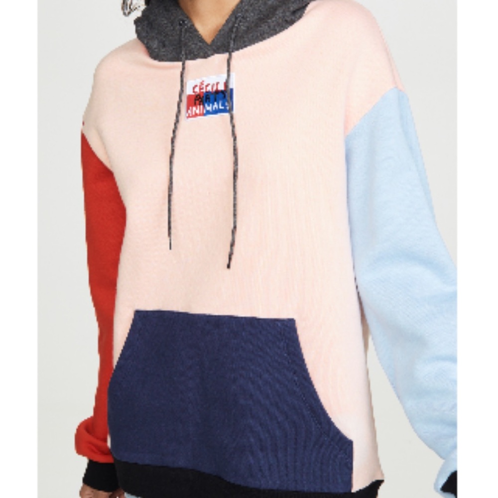 Pink Boxy Colorblock Hoodie